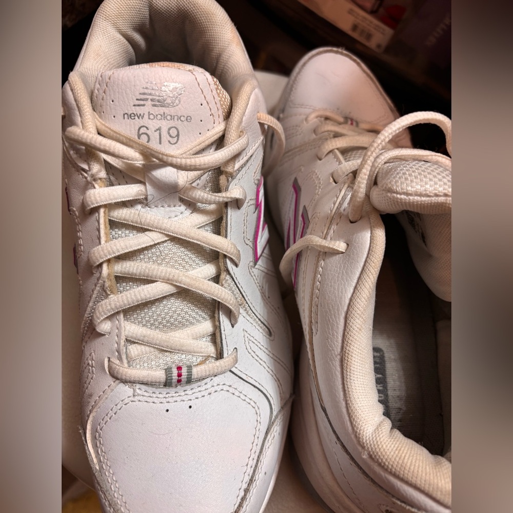New Balance White and Pink Athletic Shoes